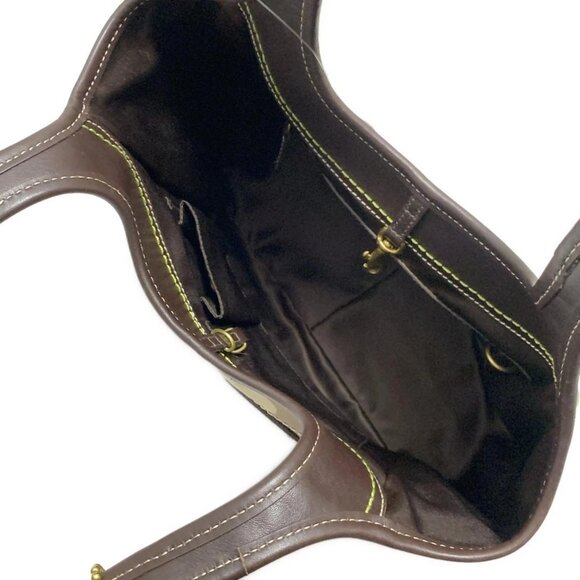 Auth COACH Ergo SignatureTote F11292 Khaki Dark Brown Jacquard Leather - Picture 8 of 8